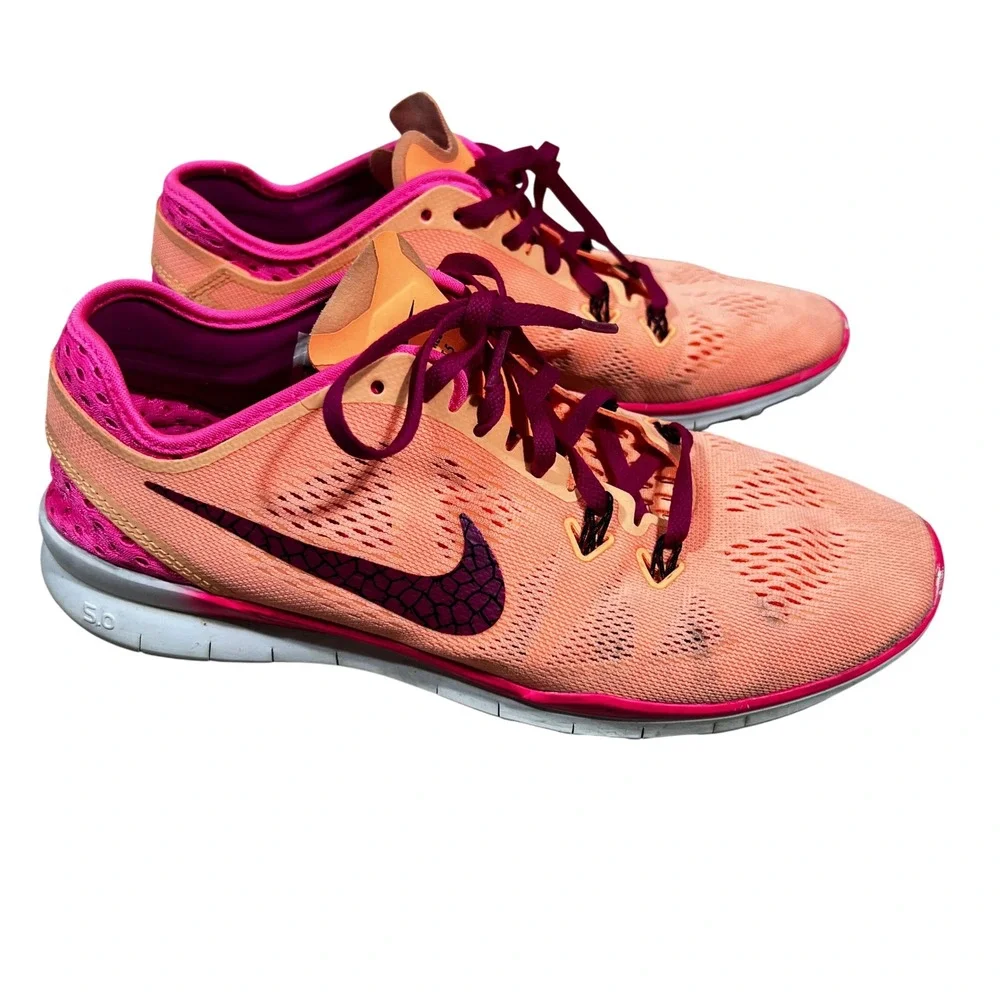 Nike Free TR Fit 5 Mesh Training Shoes Orange Pink 718932-800 Size 9